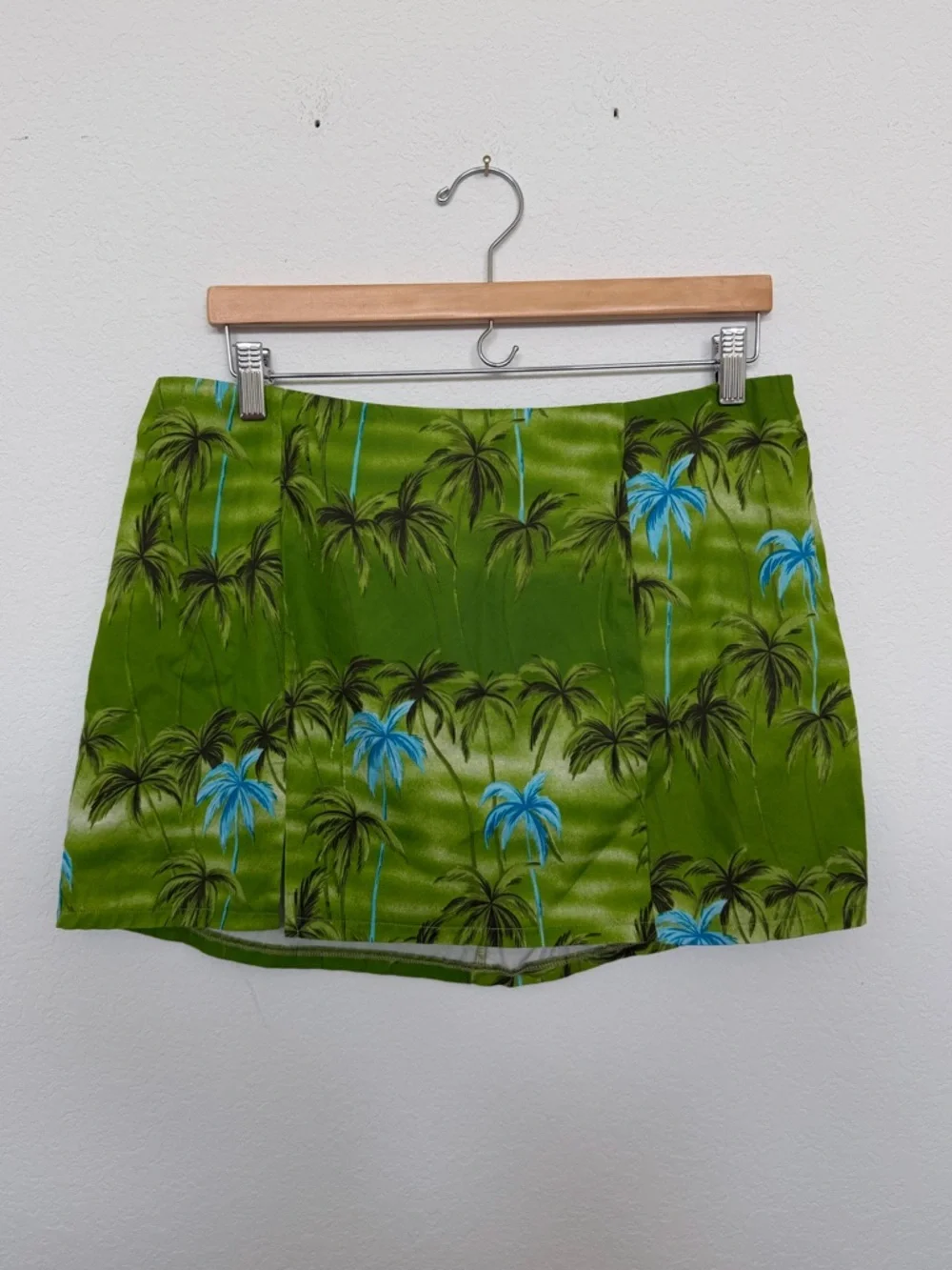 Lisa Says Gah Mini Skirt Size Large Green Tropical Vacation Beach - Picture 1 of 5